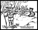 Theodore Roosevelt hunting a bear Coloring Page